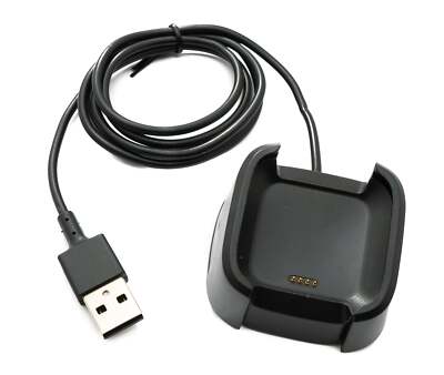 USB 2.0 Kabel 95 cm Ladestation für Fitbit Versa 1 Smartwach in Schwarz