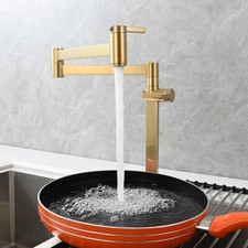 Brass 2 Handles Folding Kitchen Faucet Sink Sink Retractable Cold Faucet Tap