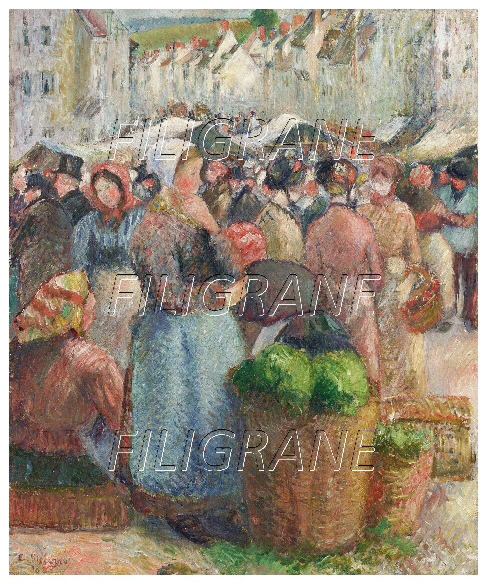 Tableau Pissarro Marché de Gisors affiche reproduction peinture impressionniste 40x60