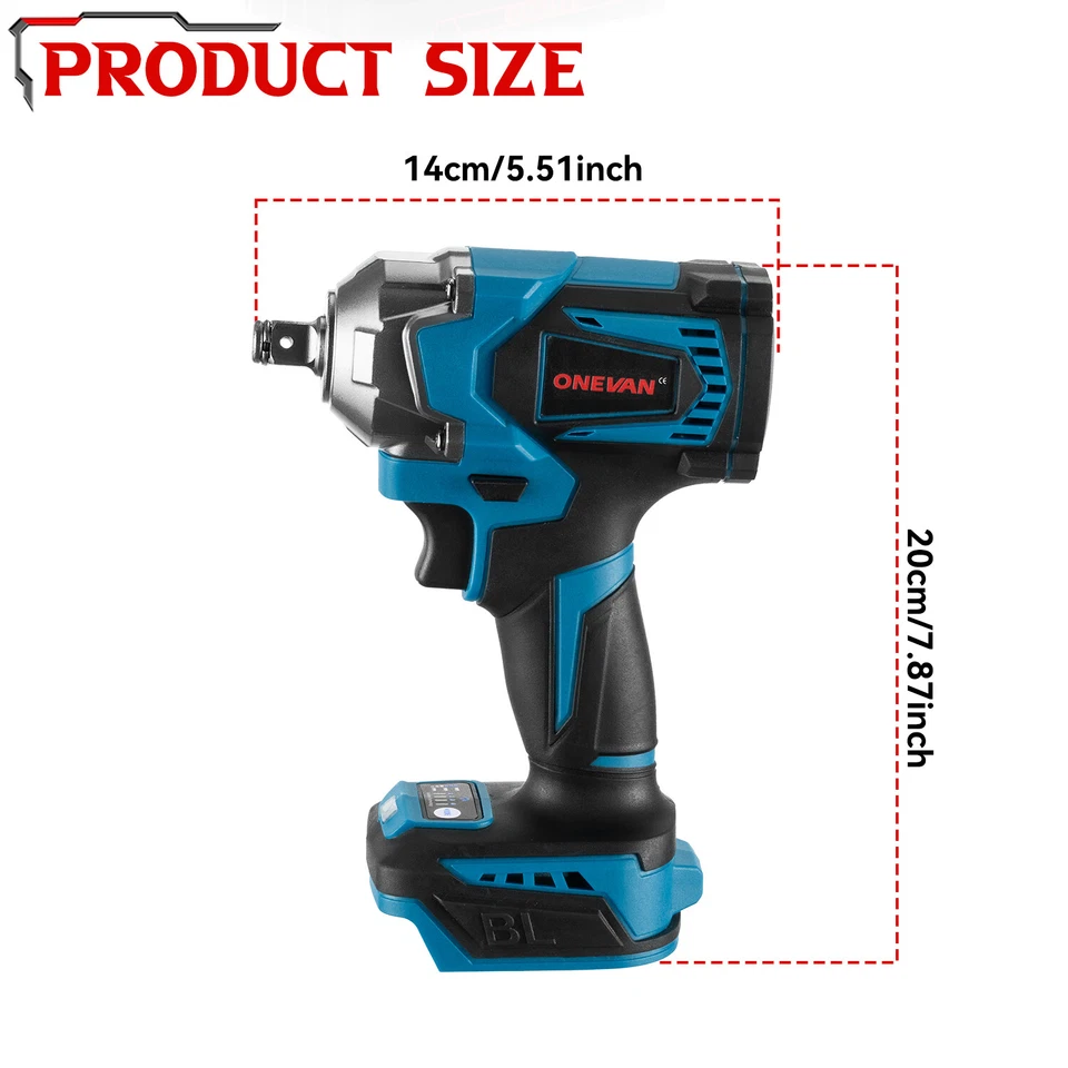 ONEVAN 2000Nm fürMakita Akku Schlagschrauber Ratschen Akkuschrauber Bürstenloser - Bild 2 von 4
