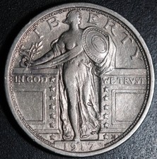 1917-P *TYPE 1* BARE BREASTED STANDING LIBERTY QUARTER - BETTER GRADE!