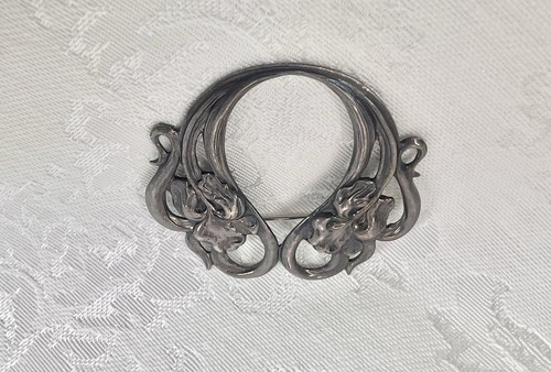 Sterling Art Nouveau Flower Brooch