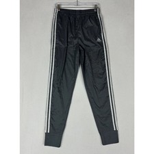 Adidas Track Pants Boys XL 18/20 Black 3-Stripe Windbreaker High Rise Drawstring