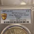 1897 Zs FZ Mexico 8 Reales Silver Coin PCGS Genuine Chop Mark UNC Detail — photo 3