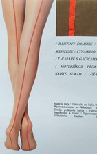 COLLANT CALZEDONIA TG 1/2 BEIGE riga linea arancio FLUO pantyhose strumpfhose