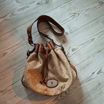 Fossil Maddox Canvas Leder Schultertasche
