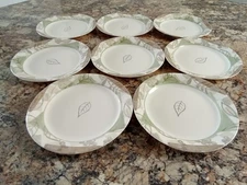 Corelle Textured Leaves 7 1/4" Bread Dessert Plate Set of 8 Sandstone Beige