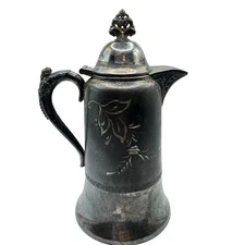 New Amsterdam Silver Co. Small 6.75" Etched Floral Pitcher Quadruple Plate # 850