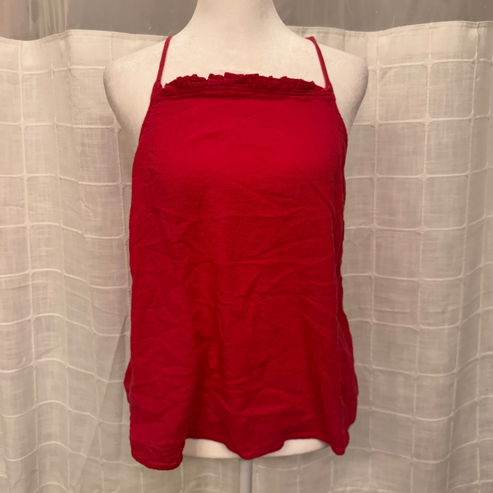 Universal Thread Red Ruffle Trim Square Neck Cami… - image 1