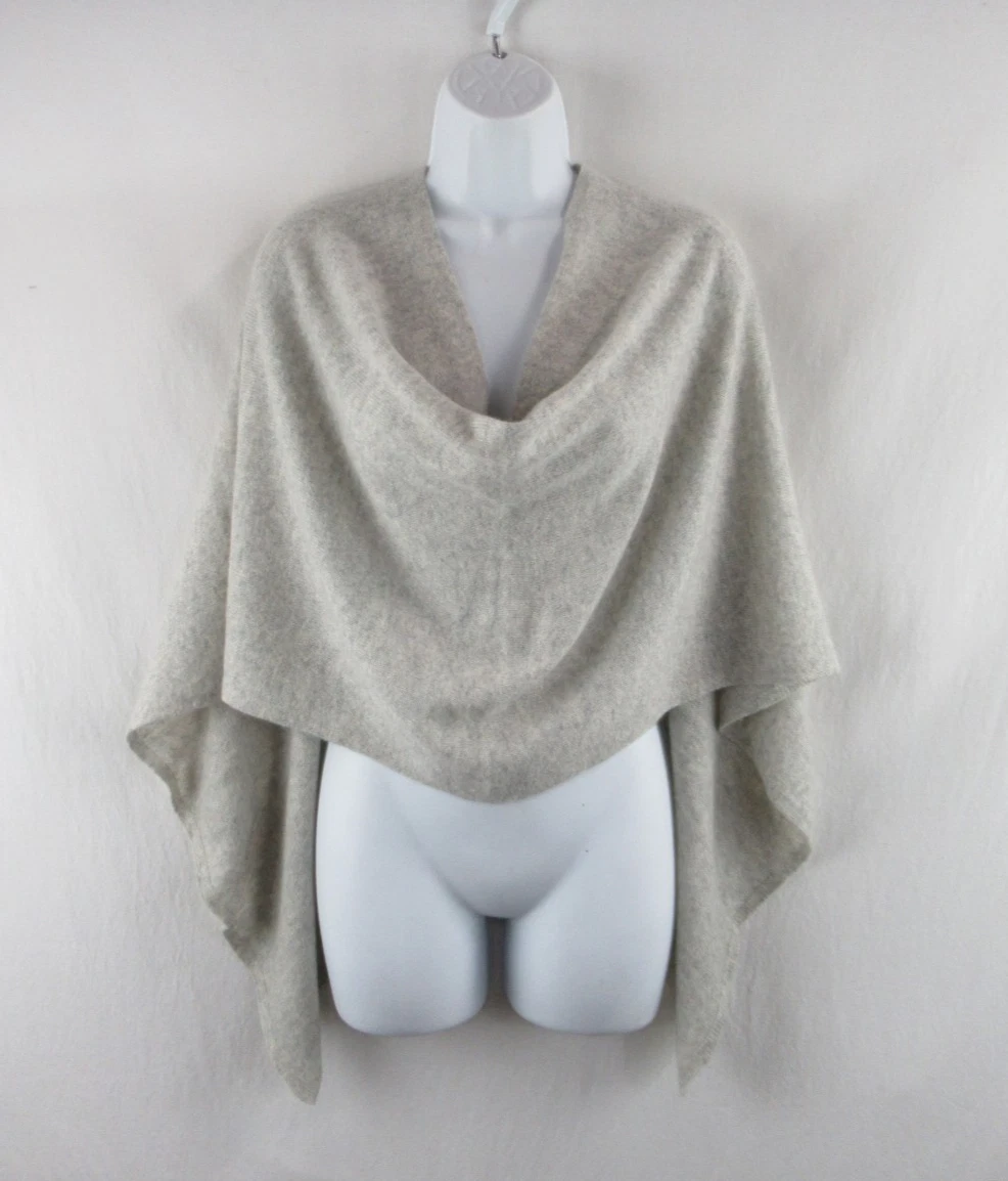 Claudia Nichole Women's 100%Cashmere Heather Gray Poncho Sweater Topper OS#CK818