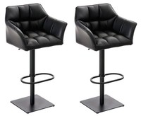 2Er Set Barhocker Damaso Kunstleder Schwarz Schwarz