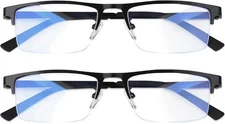 2-Pack No Blue Vision Glasses – Lightweight Blue Light Readers for Screens