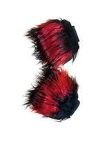 Red Black Hand Fur Arm Cuff Fluffies  Costume Fuzzy Hand Warmer Wristband Women