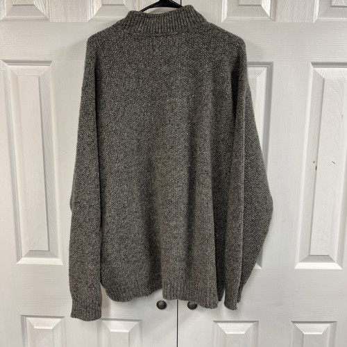 Early Winters Herren Größe Large, 100 % Wolle Viertelreißverschluss Pullover, grau mit Taschen - Bild 5 von 5