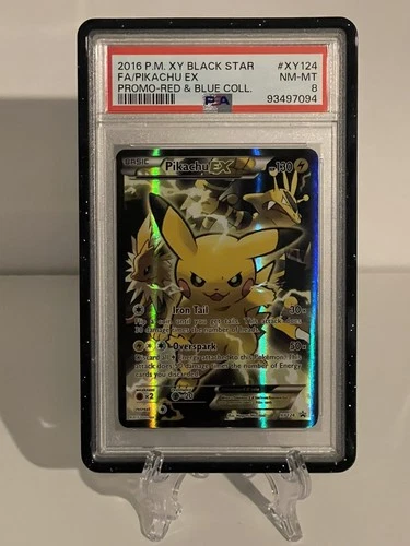 2016 Pokemon Xy Black Star Promo #XY124 Pikachu Ex Promo-Red & Blue PSA 8