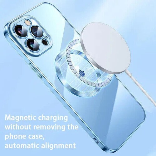 Luxury Plating Clear Magnetic Wireless Charging Case For iPhone 15 Pro Max 14 13 - Picture 17 of 28