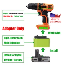Adapter Upgrade for Ryobi 18v Li-lon Battery To for Black & Decker 20v MAX Tools