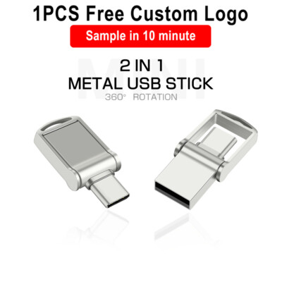 Mini Type-C for Android USB 2.0 Flash Drive Free Logo Pen Drive 2IN1 64GB 32GB