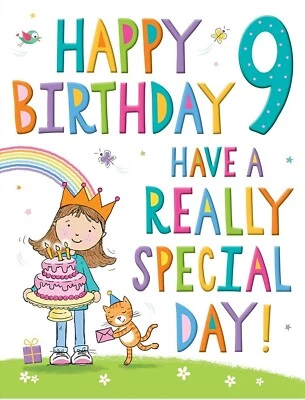 Happy Birthday 9 Have A Really Special Day For 9 Year Old Girl. Birthday Card