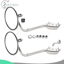 Lhrh Side Manual Replacement Assembly Stainless Steel 8 Round Mirrors Pair 2x