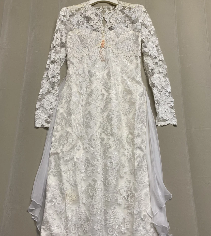 Vestido de novia vintage Jessica McClintock talla 7/8 encaje cuentas tul Foto 3 de 4