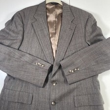 VTG Chaps by Ralph Lauren Blazer 44R Wool Gray Light Check Made in USA Suit Coat