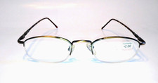 NWT Vintage 90's Small Rectangle Metal Reading Glasses 2.00 Antique Brown 
