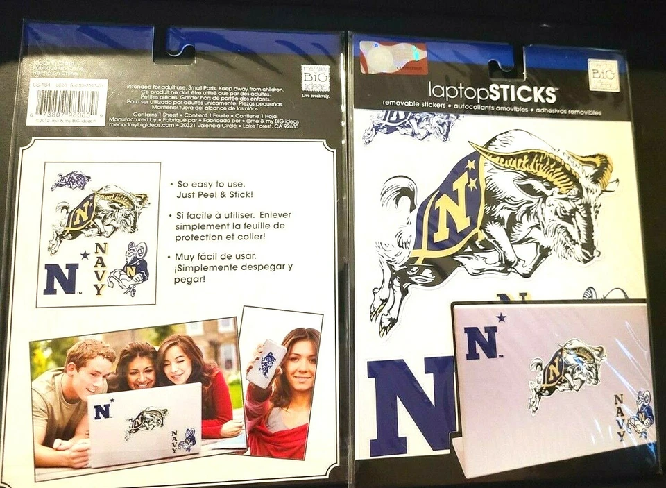 Lot of 4 NCAA US Navy University College Gift Tablet Laptop Removable Stickers - Image 4 of 4