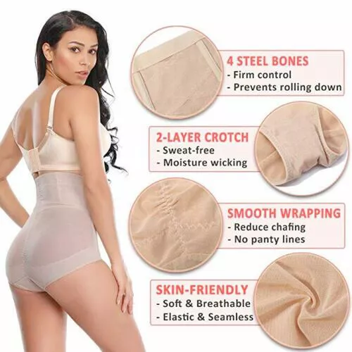 Cross Compression Women High Waist Panties Abs Shaping Briefs Belly Body Shaper - Picture 7 of 19