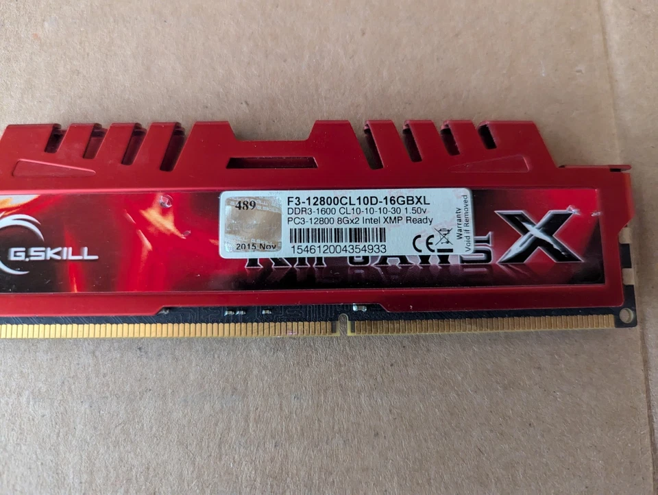 G.SKILL RIPJAWS X 8GB F3-12800CL10D-16GBXL DDR3-1600 DESKTOP RAM A3-14(1) - Image 3 of 4