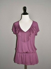 NWT Banana Republic Purple Mauve Ruffle Dressy V Neck Work Shirt Top-S- 68