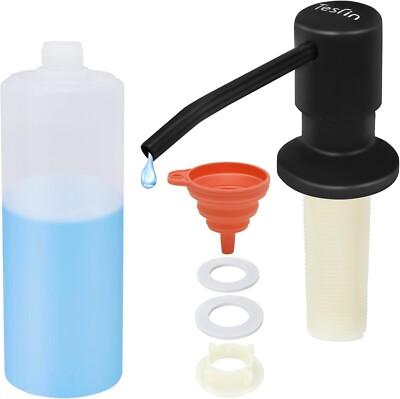 Dispensador de jabón para fregadero de cocina negro mate, recambio desde arriba.