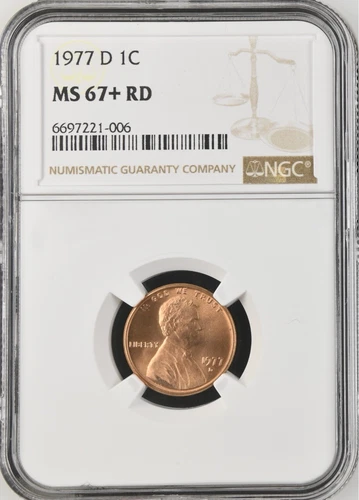 1977-D  1C RD  Lincoln Memorial One Cent  NGC MS67+RD  6697221-006