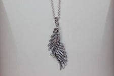 NEW PANDORA Majestic Feather Pendant and  chain 390373cz-70 Sterling Silver $125