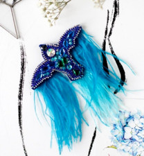 DIY Jewelry Making Beading kit Blue bird Brooch Bead Embroidery Pin Needlepoint