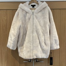 Donna Karan Ivy Faux Fur Coat, Us Size M, Bnwt, Rrp $550