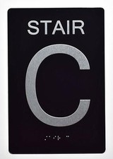 Stair C Sign -Stair Number Sign Black(Aluminium,Black/Silver,Size 6x9-REF24-1027