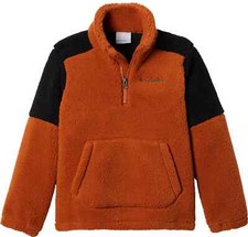 NWT 60 Columbia Boy's Rugged Ridge III Sherpa 1/2 Zip Pullover Jacket Brown M