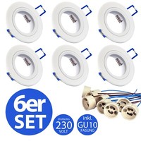 6X GU10 Einbaustrahler Set Aluminium Einbauleuchte Einbaurahmen Rostfrei Spot
