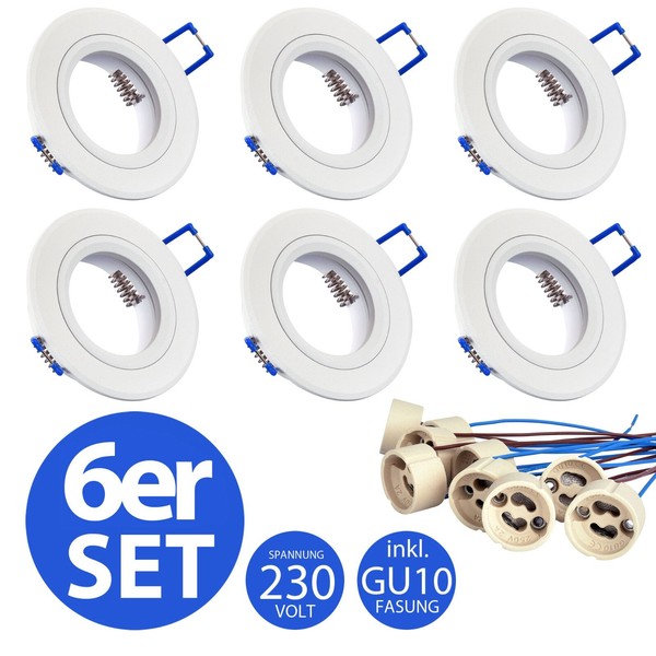6X GU10 Einbaustrahler Set Aluminium Einbauleuchte Einbaurahmen Rostfrei Spot-image