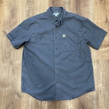 Carhartt Rugged Flex Relaxed Fit Gray Work Short Sleeve Button Shirt XL