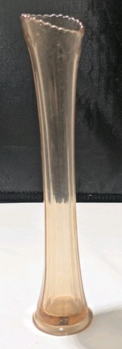Vintage Antique Imperial Serrated Fluted Swung Amber Glass 10.5" Vase
