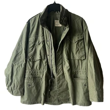 Vtg 60s M65 Field Jacket MEDIUM REGULAR US Army Military  OG-107  aluminum zippe