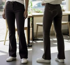 Bootcut Damen Jeans Schlaghose Flared Hüft Hose Black Denim Pants W26-W30, 34-42