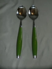 2 Fiesta Mediterranean Shamrock Green Handle Stainless Steel Place Spoon 8 1/8"
