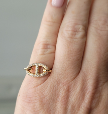 Hermès Farandole Ring - Rose Gold & Diamonds SZ48-BNIB AUTH | eBay