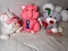 Fisher Price 1980s Vintage Puffalump Bunny, Pig Christmas Mouse Plushies