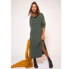 Free People Beach Free-est Claudia Hooded Sweater Midi Dress in Dried Pine Small