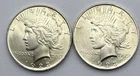 (2)-1923 Peace Silver Dollars-AU/BU-Philadelphia Mint-2 Coin Lot-Free Shipping.