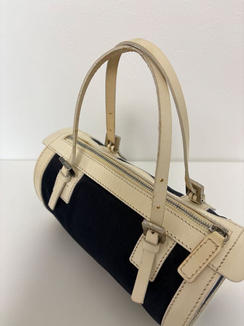 FENDI Hand Bag Tote Purse Logo Leather Navy Authentic thumbnail 6